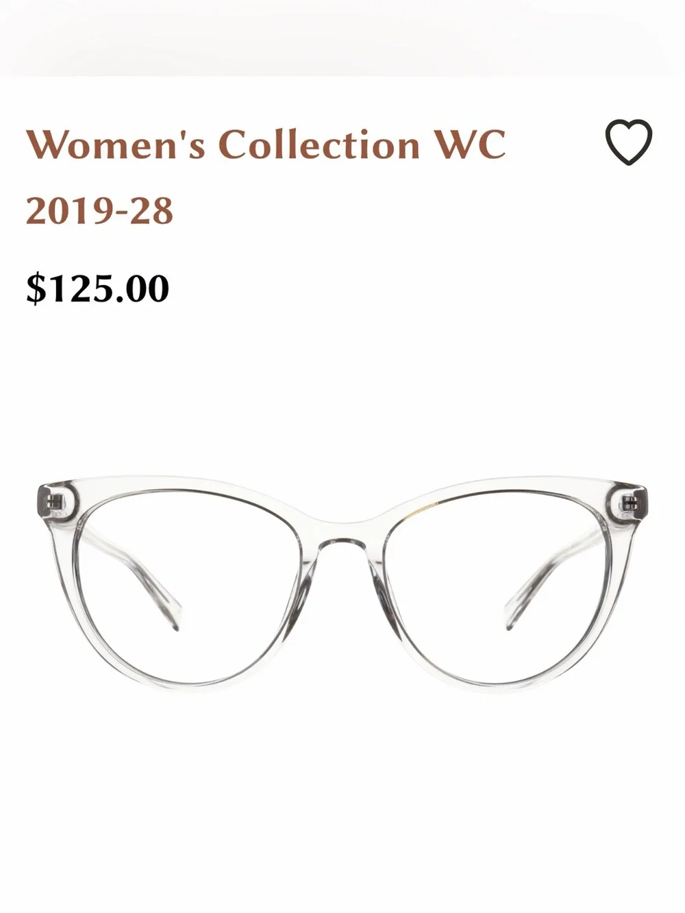 Crystal Clear Cat-Eye optical frames WC 2019-18 , C.E. Quality Standard
